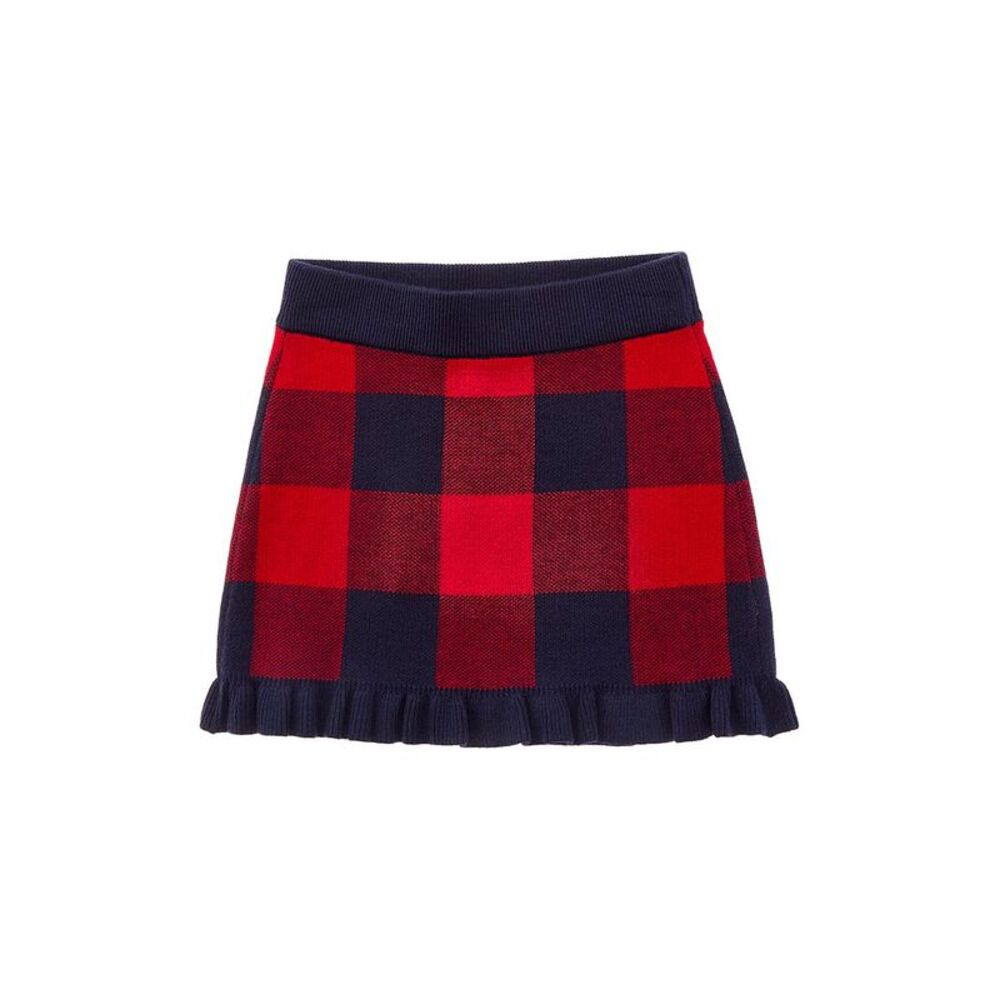 Janie And Jack Girls Plaid Sweater Skirt, Red